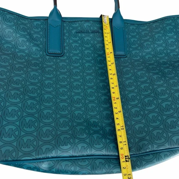 MICHAEL KORS teal Jodie large logo jacquard tote one size - Picture 9 of 15